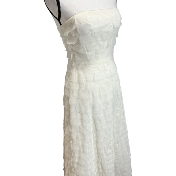 BCBG Max Azria Strapless Evening Off White Maxi Tiered dress Casual Wedding 4 - Picture 3 of 8